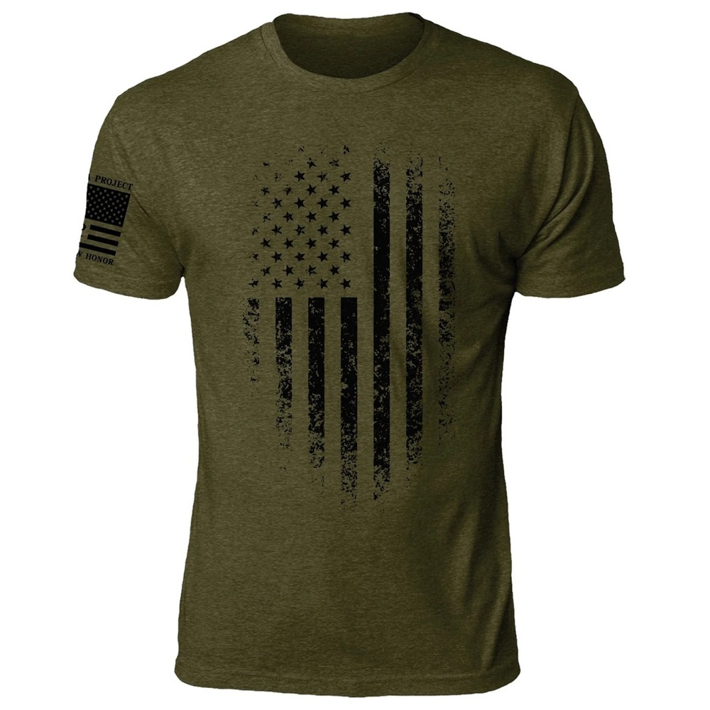 Olive Green XXL Distressed Flag shirt